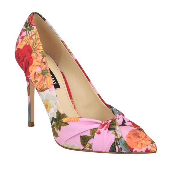 NEW Nine West Womens Faiza2 Pump Slip On Heels WNFAIZA2 Pink Floral 6M - Picture 3 of 14